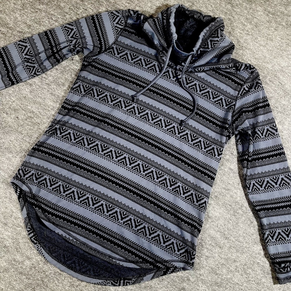 KAVU Skylar Womens Large Gray Aztec Print Full Zip Lightweight Pullover Hoodie - Picture 5 of 14